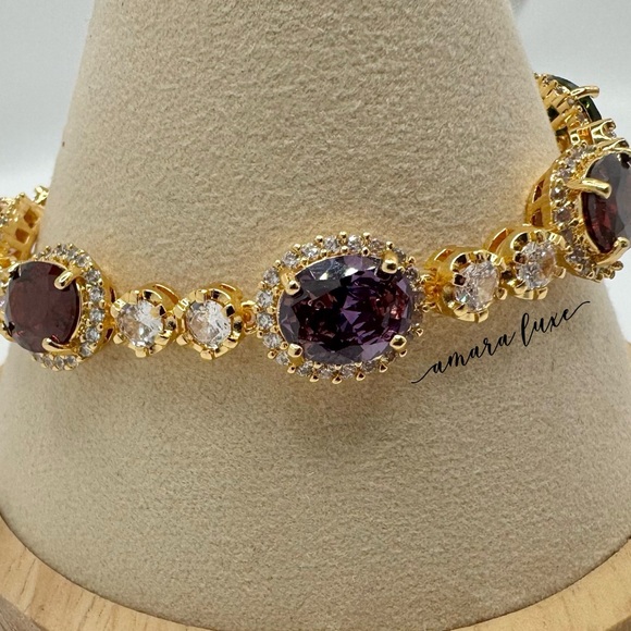 Gold Multicolor CZ Bracelet - Picture 8 of 8